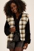 Beige grof gebreid pied-de-poule gilet | My Jewellery