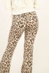 Beige flared broek met panterprint | Broek | My Jewellery