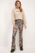 Beige flared broek met zebraprint | My Jewellery