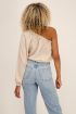 Beige one shoulder top satijnen look | My Jewellery