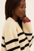 Beige gestreepte trui met roze rand | My Jewellery