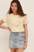 Beige T-shirt met ruffles & studs | My Jewellery