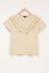 Beige T-shirt met ruffles & studs | My Jewellery