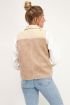 Beige teddy gilet met ritszakken