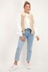 Beige teddy gilet met ritszakken