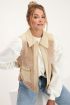 Beige teddy gilet met ritszakken