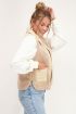 Beige teddy gilet met ritszakken