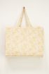 Beige weekendtas met bloemenprint
