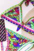 Bikini print blad geborduurd blauw, bikini's