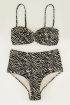 Zwart wit bikini top zebra print