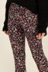 Black flared trousers with red floral print | My Jewellery