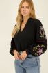 Black muslin blouse with embroidery | My Jewellery
