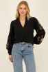 Black muslin blouse with embroidery | My Jewellery