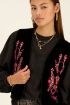 Zwarte velvet gilet met roze embroidery | My Jewellery