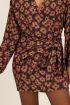 Zwarte jurk met bruine bloemenprint & strik detail | My Jewellery