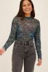 Zwarte mesh top met gekleurde paisley print | My Jewellery