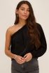 Zwarte one shoulder top satijnen look | My Jewellery