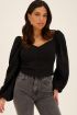 Zwarte top met knoopjes en pofmouwen | My Jewellery