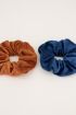 Blauw & bruine velvet scrunchie set