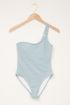 Blauw badstof one shoulder badpak