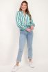 Blauw met groen gestreepte blouse