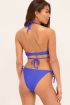 Blauwe bikini wikkeltop ribstof