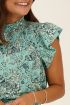 Blauwe bloemenprint top met smock & ruffles | My Jewellery