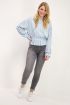 Lichtblauwe top met structuur & peplum