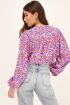 Blauwe blouse met gekleurde bloemenprint | My Jewellery