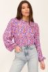 Blauwe blouse met gekleurde bloemenprint | My Jewellery