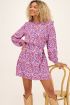 Blauwe jurk met bloemenprint & ballonmouwen | My Jewellery