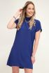 Blauwe jurk met colletje mouwloos