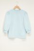 Blauwe sweater met korte pofmouw