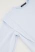 Blauwe sweater trui met schouderstukken
