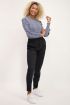 Blauwe trui met hoge col & ruffles