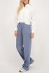 Blue satin wide leg trousers with elasticated waistband | My Jewellery