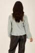 Blauwe jacquard blouse met ruffles | My Jewellery