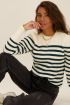 Trui met mock hals & blauwe strepen | My Jewellery