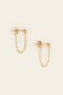 Bolletjes oorbel met ketting, ketting oorbel
