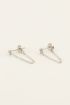 Bolletjes oorbel met ketting, ketting oorbel
