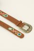 Beige belt with gold buckle and embroidered flowers | My Jewellery