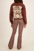 Bruine flared broek met mediterraanse print | My Jewellery
