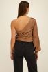 Brown one-shoulder corset top satin | My Jewellery