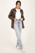 Bruine blouse met leatherlook