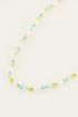 Candy blauwe kralenketting met parels