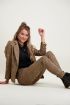 Beige suedine pantalon cheetah print, suedine pantalon