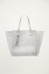 Zilveren shopper pu leer, grote tas