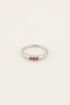 Cocktail ring met drie fuchsia stenen | My Jewellery