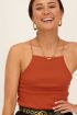 Cognac hooggesloten top met spaghettibandjes | My Jewellery
