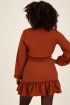 Cognac jurkje met geplooide taille | My Jewellery